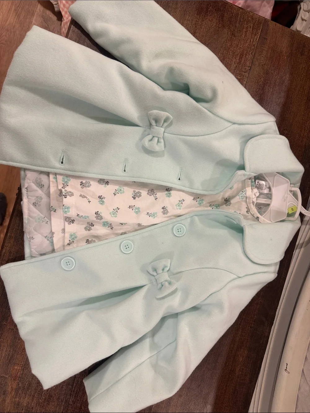 Little Me Mint Bow-Accent Pea Coat